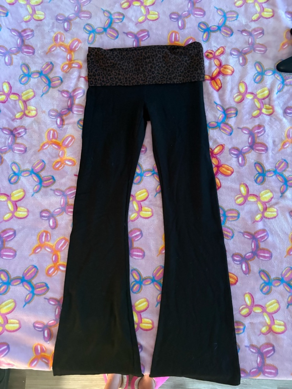 PINK Victoria's Secret Black Pants with Brown Leopard Waistband